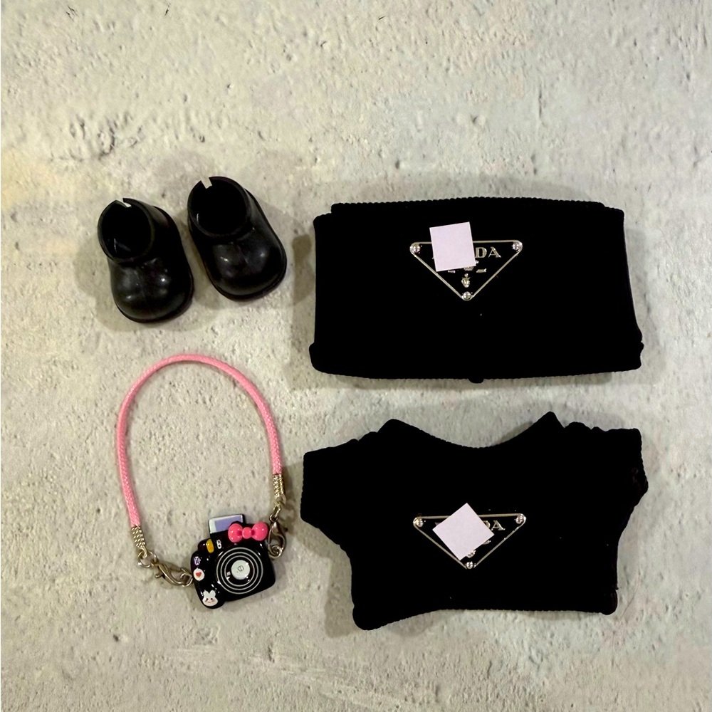 Labubu 4 piece outfit. Beanie sweater camera and shoes  new